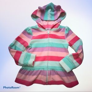 Childrens Place Girls Fleece Multi-Stripe Full Front Zip-up Hoodie